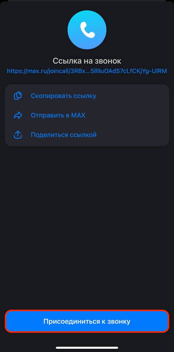 Присоединиться к звонку в MAX