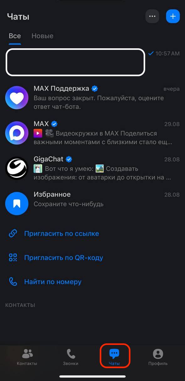 Открыть приложение MAX
